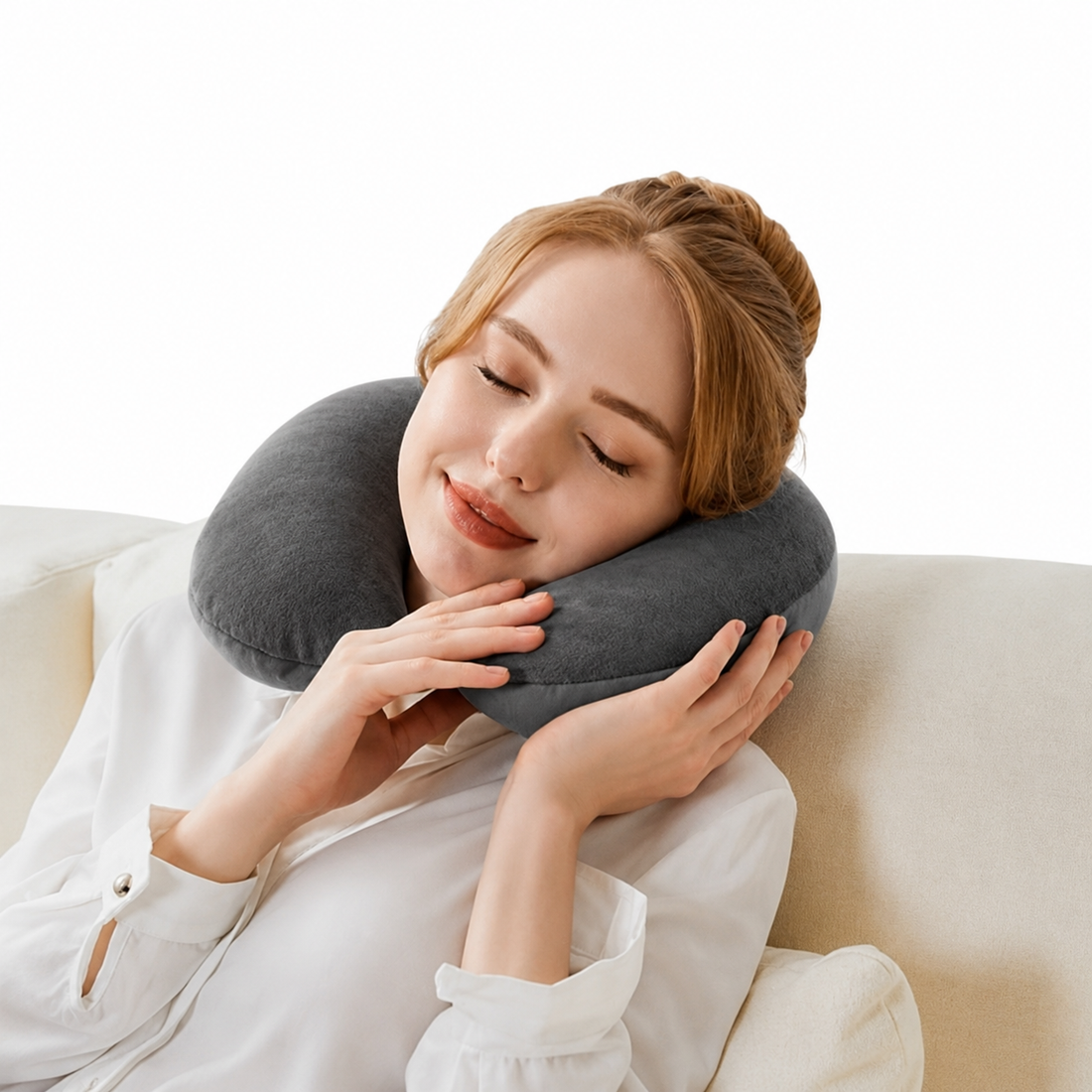 Soft Travel Neck Pillow with Snap Strap