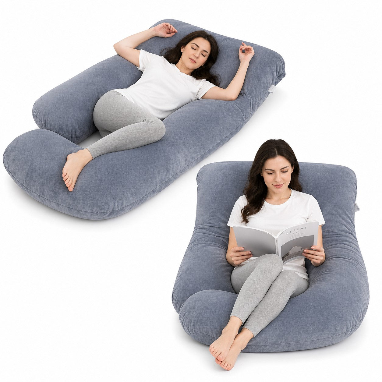 J-Shaped Full Body Pillow for Side Sleeping