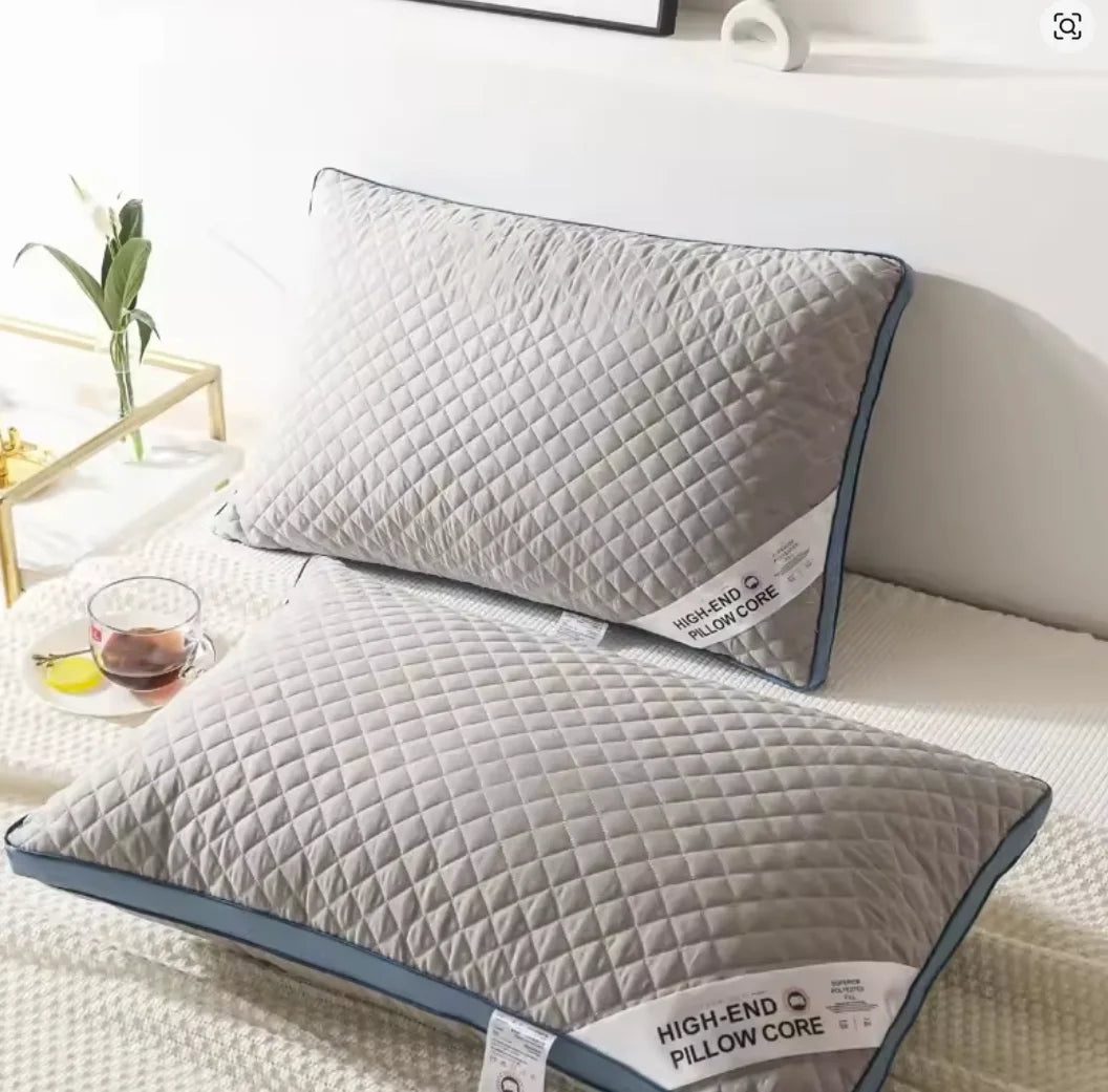1pc Hotel Quality 100% Cotton Star Hotel Pillow Core (Nave Edge) Sleeping Household Bedding Washable Plaid Cold Gray Wide-sided
