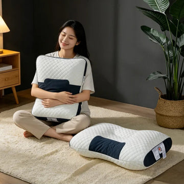 2Pcs Knitted Cotton Cervical Pillow – Spine Protection & Sleep Aid, Adult Special Household & Dormitory Student Pillow Core