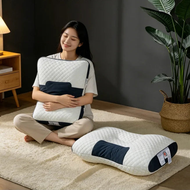 2Pcs Knitted Cotton Cervical Pillow – Spine Protection & Sleep Aid, Adult Special Household & Dormitory Student Pillow Core