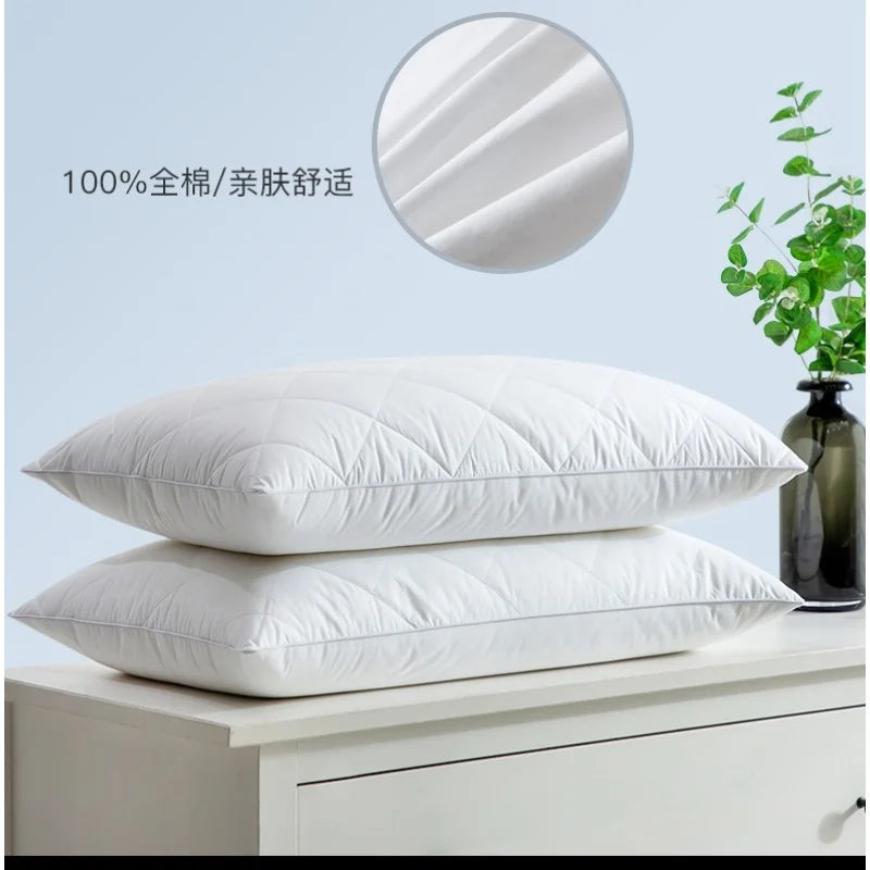 1pc High Quality Low Pillow For Home Hotel,100%Cotton Face,Protect Neck Cervical Adult Student Pillows Core 48x74cm Drop Ship