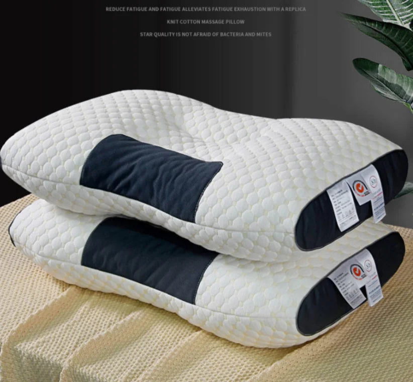 2Pcs Knitted Cotton Cervical Pillow – Spine Protection & Sleep Aid, Adult Special Household & Dormitory Student Pillow Core