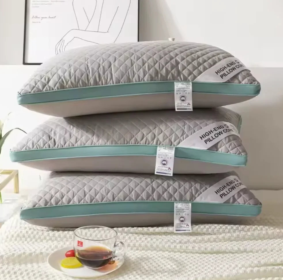 1pc Hotel Quality 100% Cotton Star Hotel Pillow Core (Nave Edge) Sleeping Household Bedding Washable Plaid Cold Gray Wide-sided