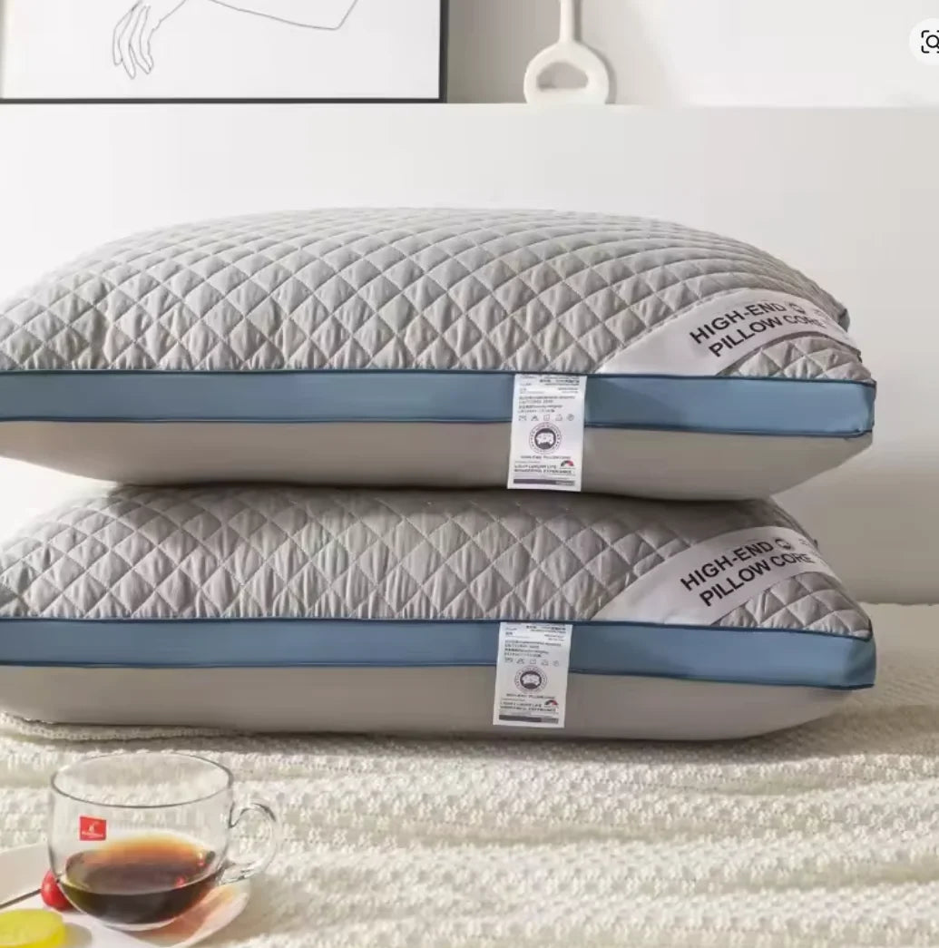 1pc Hotel Quality 100% Cotton Star Hotel Pillow Core (Nave Edge) Sleeping Household Bedding Washable Plaid Cold Gray Wide-sided