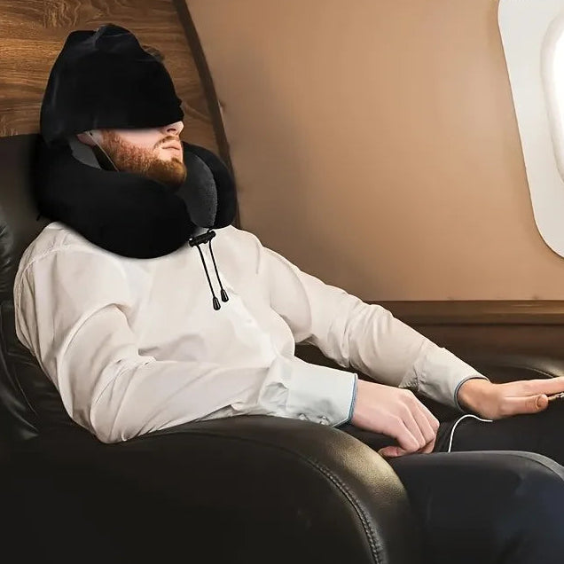 Memory Foam Hooded Travel Neck Pillow