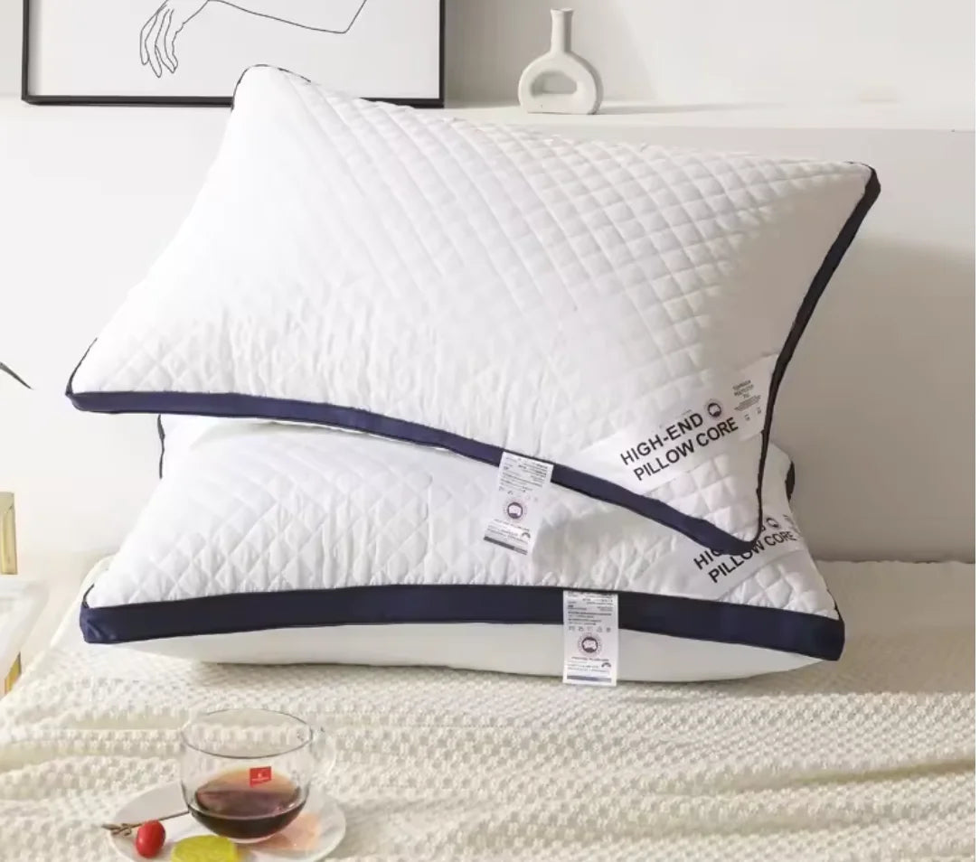 1pc Hotel Quality 100% Cotton Star Hotel Pillow Core (Nave Edge) Sleeping Household Bedding Washable Plaid Cold Gray Wide-sided