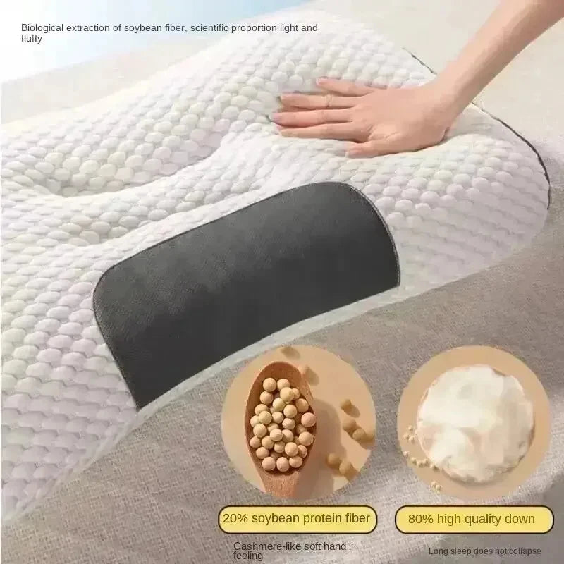 2Pcs Knitted Cotton Cervical Pillow – Spine Protection & Sleep Aid, Adult Special Household & Dormitory Student Pillow Core