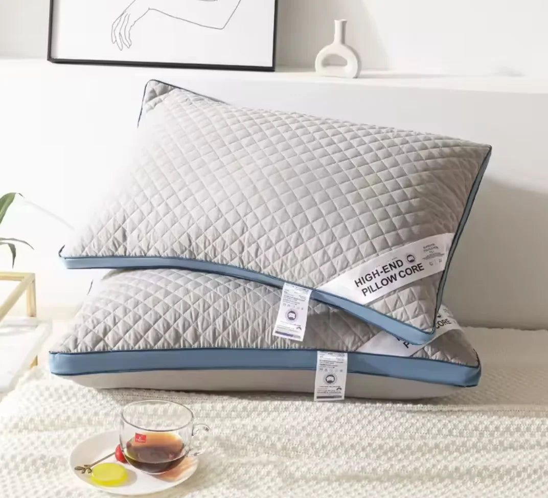 1pc Hotel Quality 100% Cotton Star Hotel Pillow Core (Nave Edge) Sleeping Household Bedding Washable Plaid Cold Gray Wide-sided