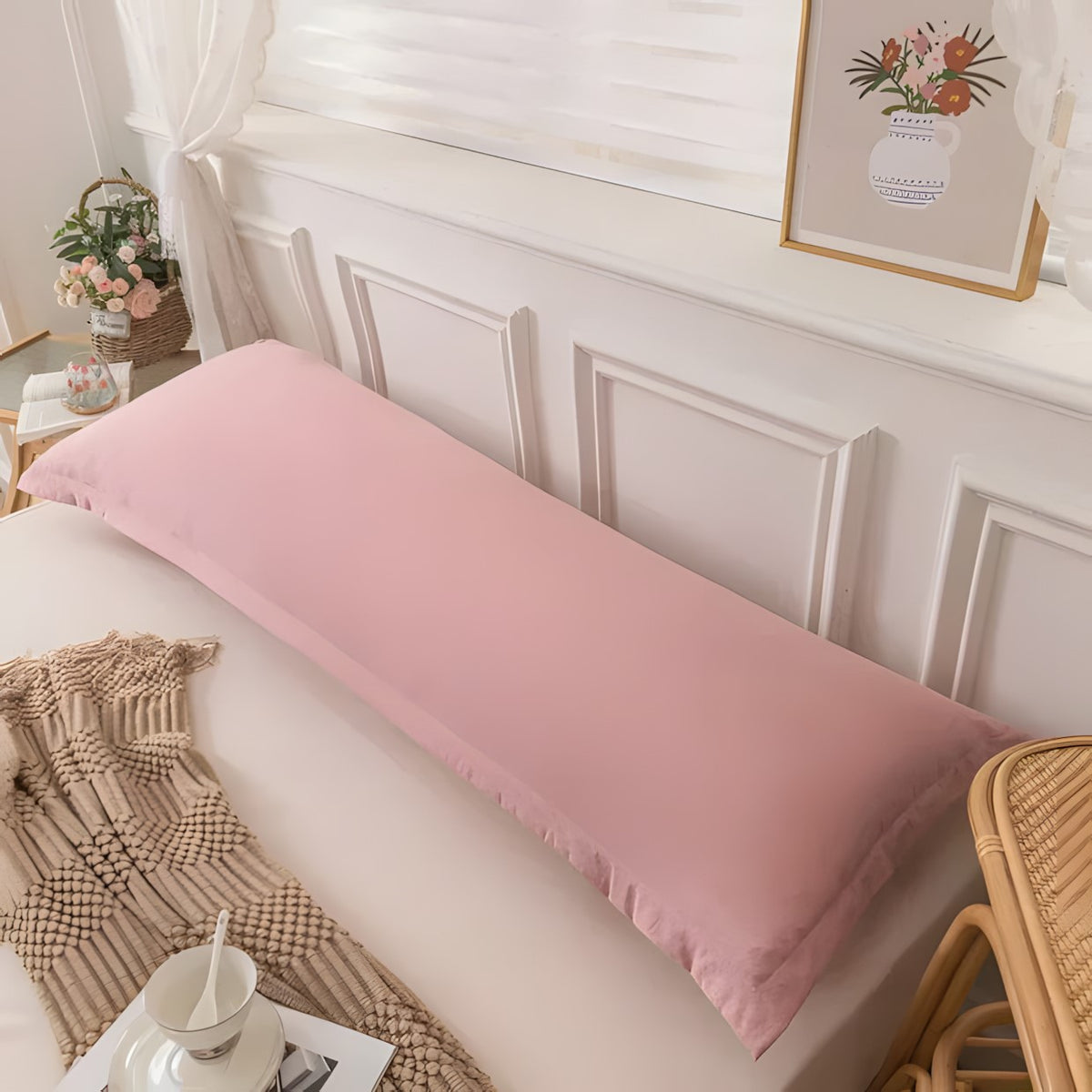 Skin-Friendly Couple Long Pillow Case Cover
