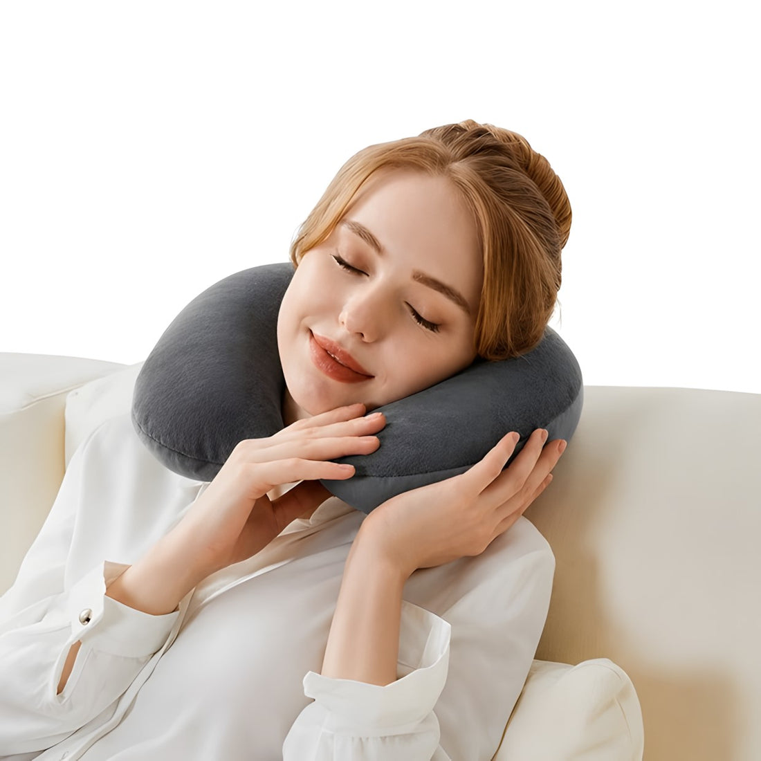Soft Travel Neck Pillow with Snap Strap